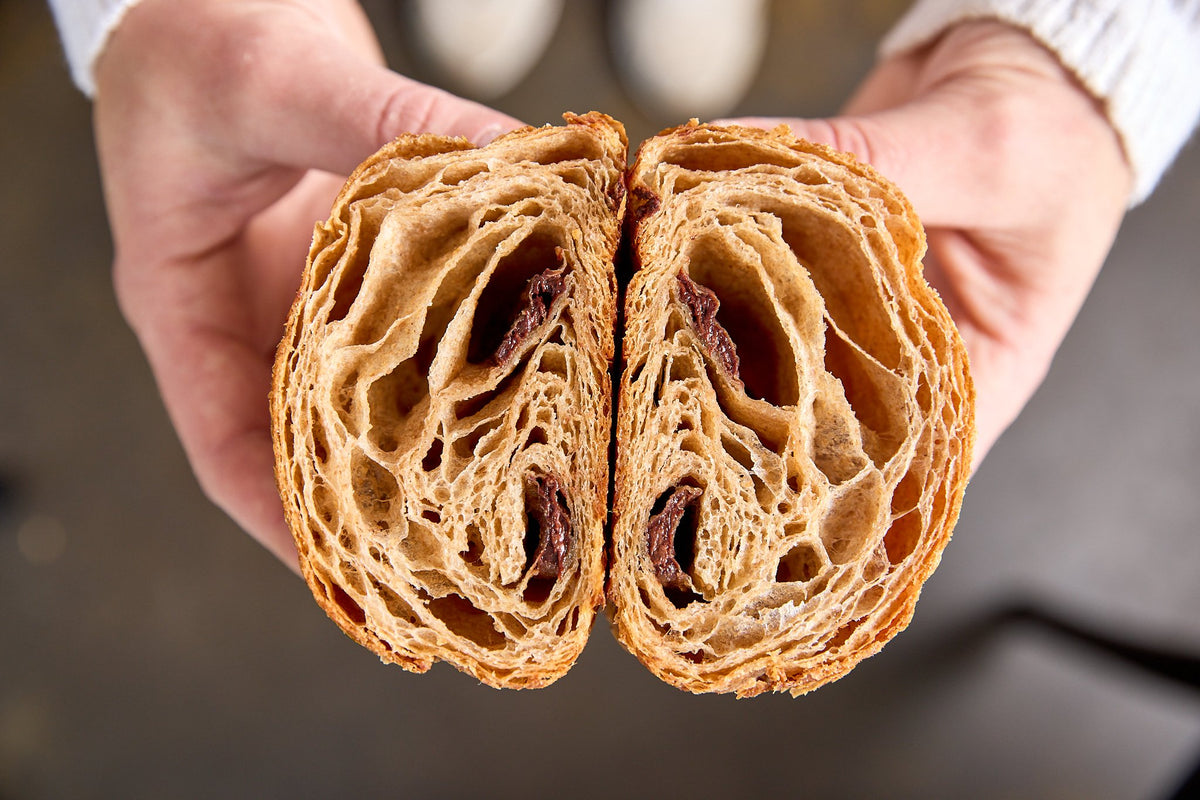 Chocolate croissant cross-section