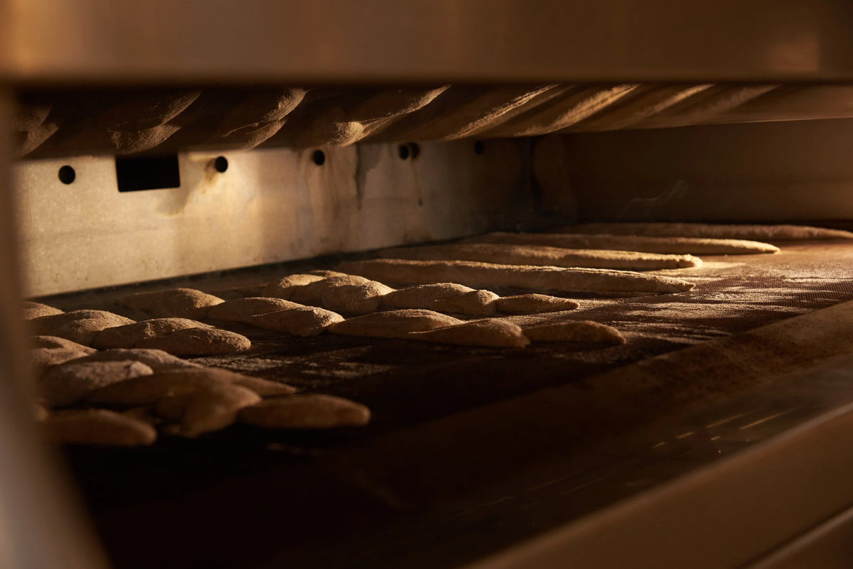 Bread rolls baking in oven